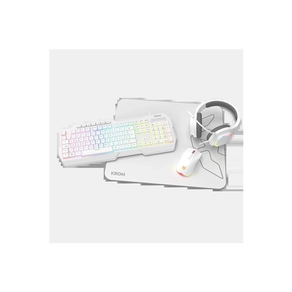 Krom kenta pc combo gaming 4 en 1 rgb blanco